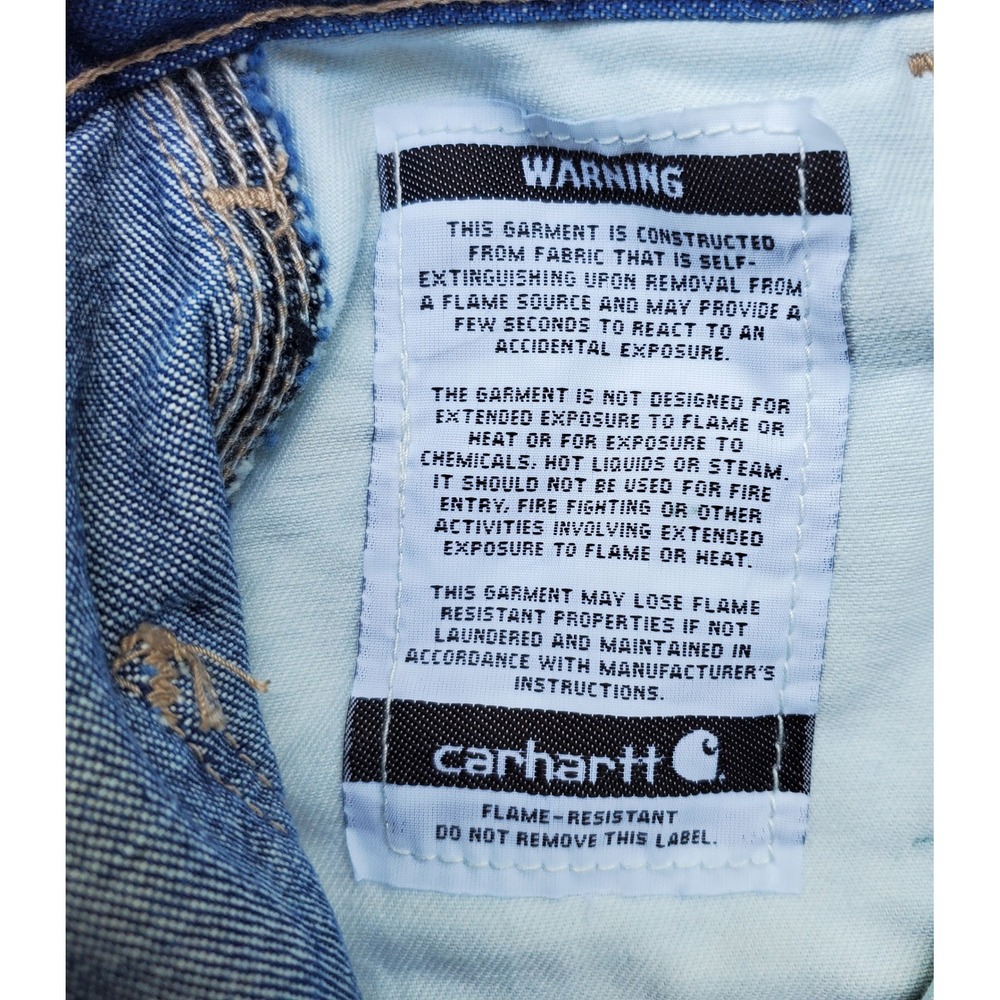 Carhartt FRB13 DNM Flame Resistant Denim Dungaree Jeans Mens 48x30 Blue NWT - Picture 4 of 7